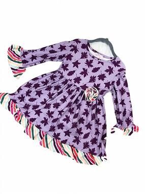 NEW PETE + LUCY girls leaf dress in purple